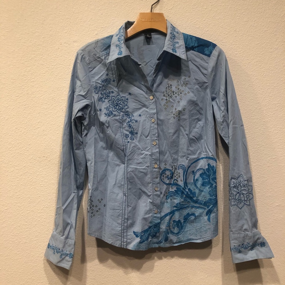 Embroidered button up